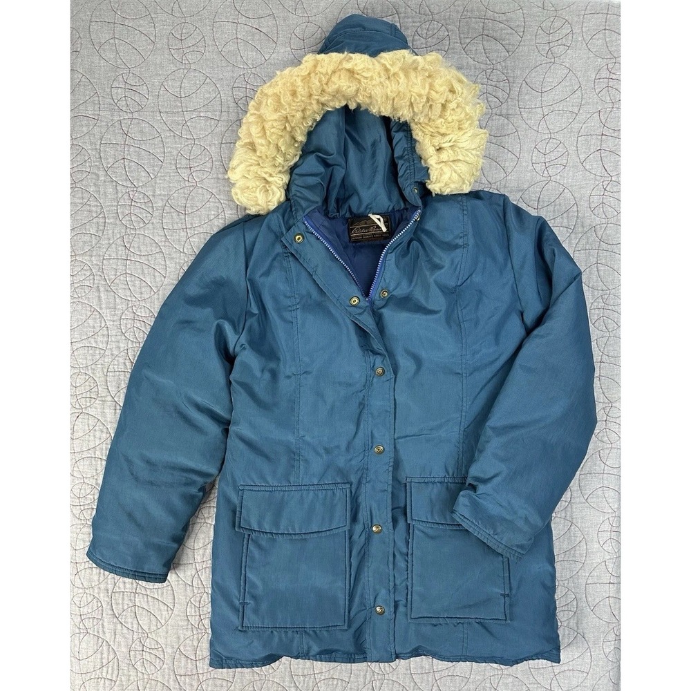 VTG Eddie Bauer Goose Down Long Parks With Sherpa Hood / Women's Large